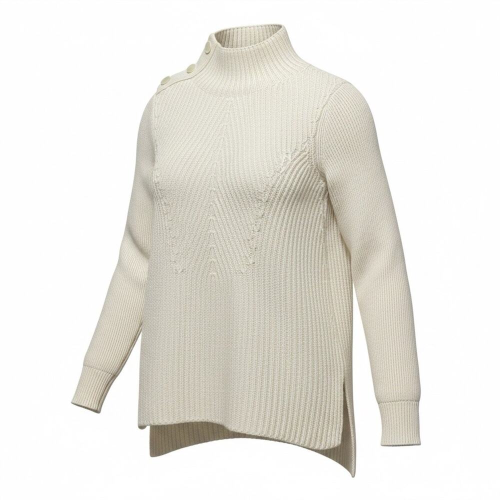 Veronica Beard Rama High Low Sweater Women Small White Merino Wool Cashmere Knit